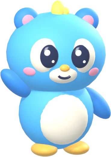 The app's friendly blue mascot waving