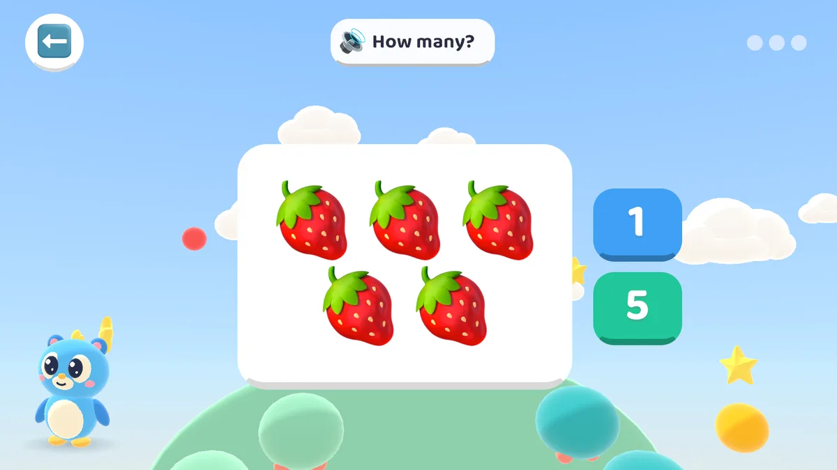 Counting five strawberries